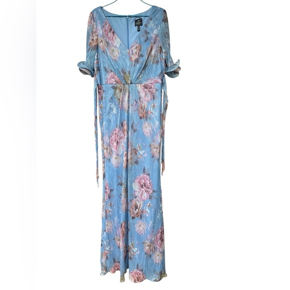 Adrianna Papell Printed Metallic Crinkle GownSize 12 - Picture 4 of 13